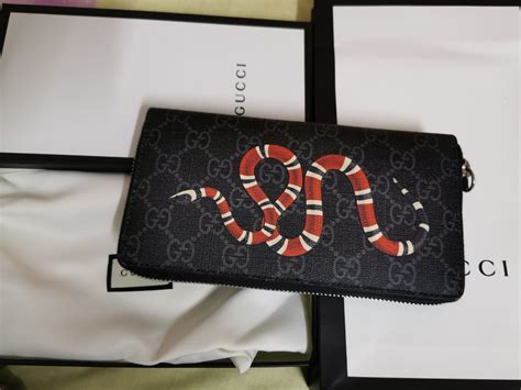 GG Supreme Black Kingsnake Print Large Wallet